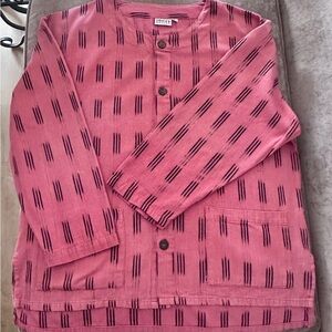 CHICO’S Abstract Eclectic Pink and Black Patterned Lightweight Shirt Jacket XL 3